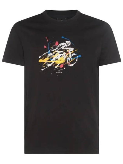 Cyclist Painting Cotton Short Sleeve T-Shirt Black - PAUL SMITH - BALAAN 2