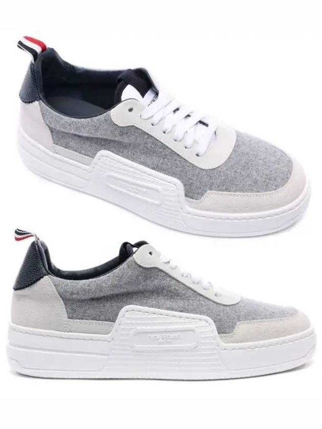 Basketball Leather Low Top Sneakers Light Grey - THOM BROWNE - BALAAN 2