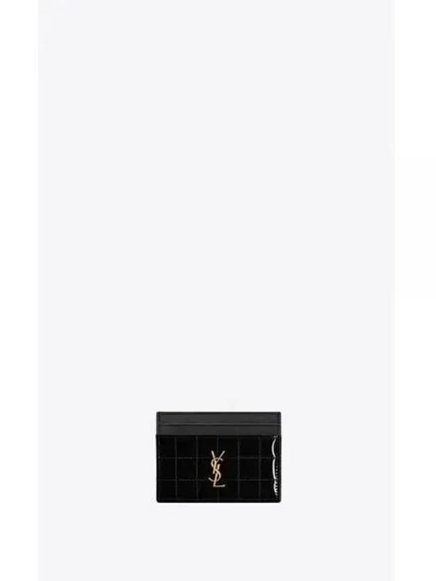 YSL Card Wallet Patent Leather Cassandra Matelasse Carré Card Wallet Case Black 742760AACQF1000 - SAINT LAURENT - BALAAN 1