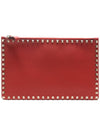 Rockstud Grained Leather Clutch Bag Red - VALENTINO - BALAAN 2