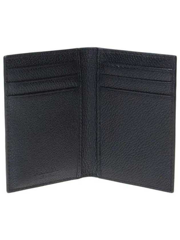 Vitello Triangle Logo Saffiano Flap Card Wallet Black - PRADA - BALAAN 7