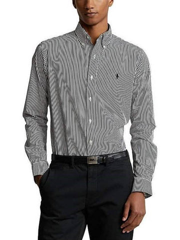 Classic Fit Striped Stretch Poplin Long Sleeve Shirt Black - POLO RALPH LAUREN - BALAAN 1