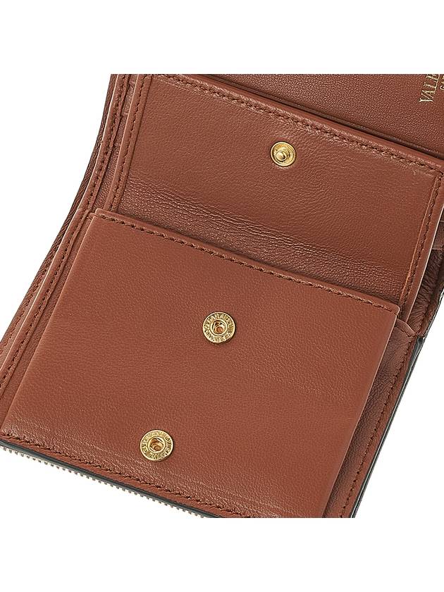 V Logo Signature Half Wallet Natural Brown - VALENTINO - BALAAN 9