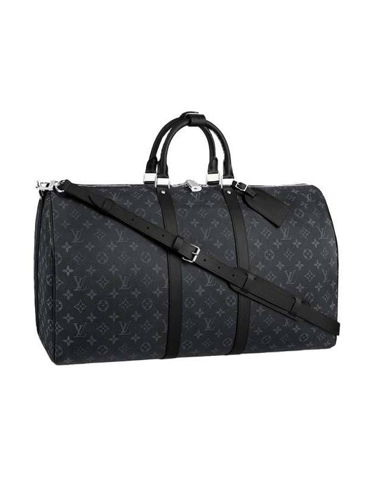 Keepall 55 Bandouliere Monogram Eclipse Duffel Bag Black - LOUIS VUITTON - BALAAN 1