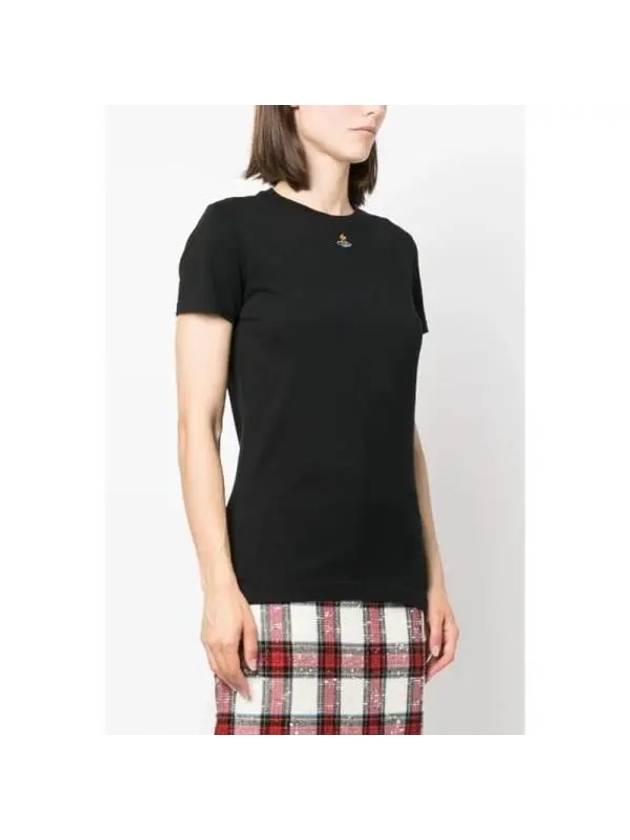 Embroided ORB Peru Short Sleeve T-Shirt Black - VIVIENNE WESTWOOD - BALAAN 3