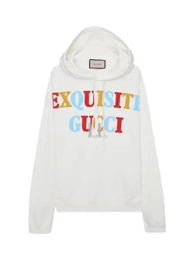 Logo Cotton Hoodie Off White - GUCCI - BALAAN 2