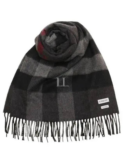 Iconic Check Cashmere Scarf Grey - BURBERRY - BALAAN 2