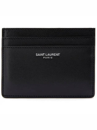 Smooth Leather Classic Logo Card Wallet Black - SAINT LAURENT - BALAAN 2