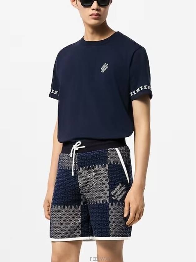 Signature short sleeve crew neck t shirt navy blue 1AFXJO - LOUIS VUITTON - BALAAN 4