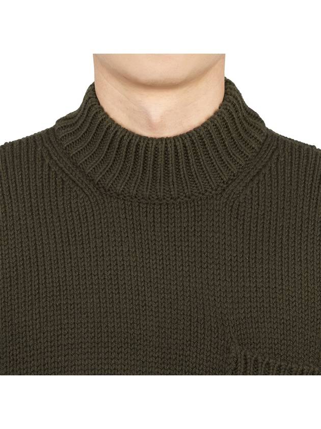 Men's Mock Neck Wool Knit Top Khaki - TEN C - BALAAN 7