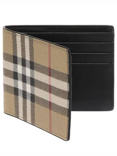 Check leather slim bifold wallet - BURBERRY - BALAAN 1