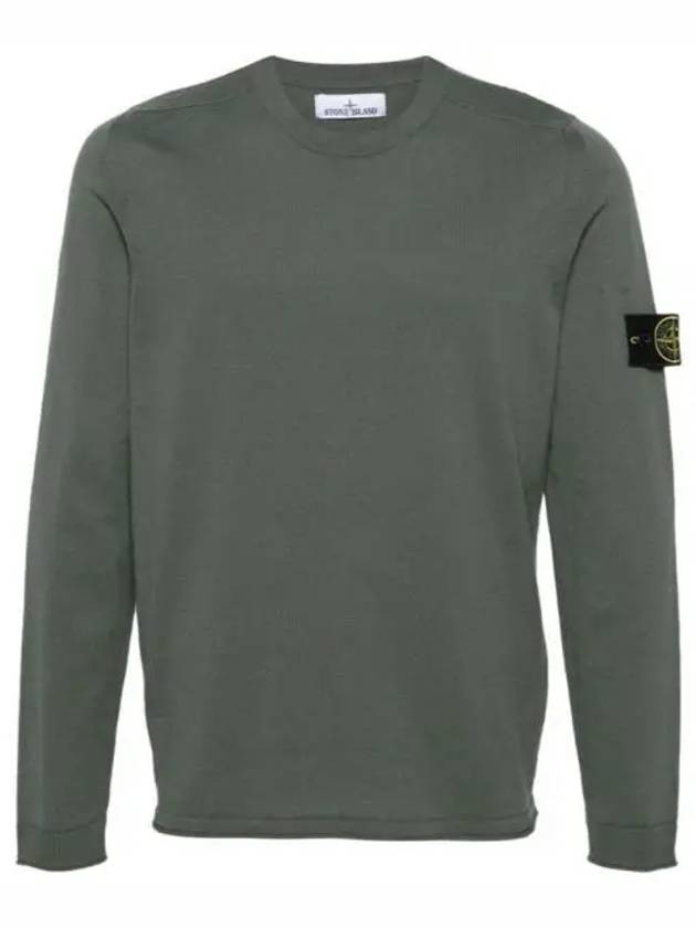 Raw Hand Cotton Crewneck Knit Top Dark Green - STONE ISLAND - BALAAN 2