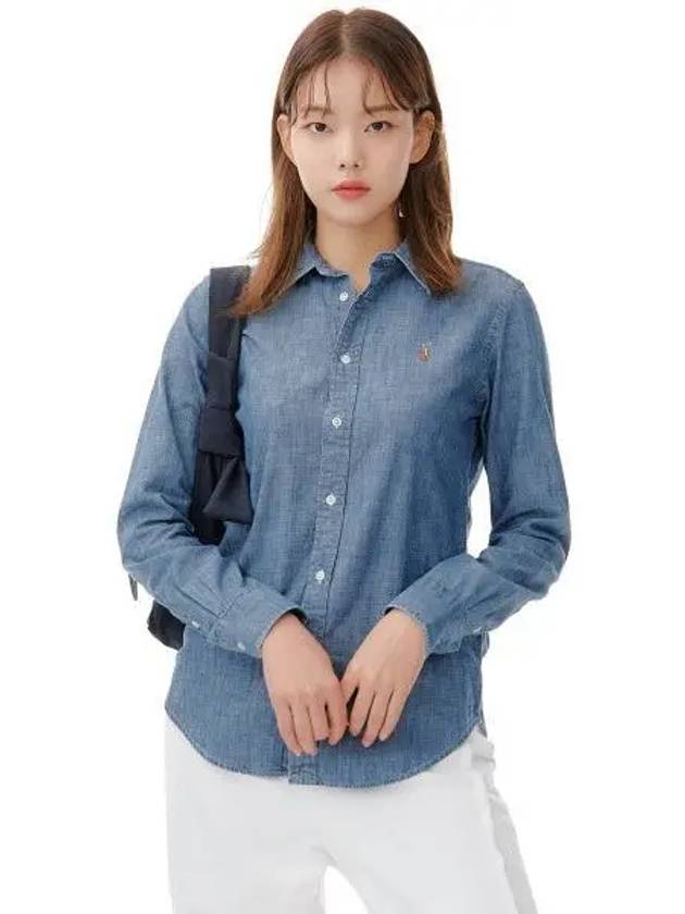 W Cotton Chambray Shirt Navy - POLO RALPH LAUREN - BALAAN 2