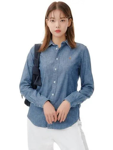 W Cotton Chambray Shirt Navy - POLO RALPH LAUREN - BALAAN 1