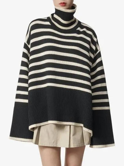 Signature Striped Turtleneck White Black - TOTEME - BALAAN 2