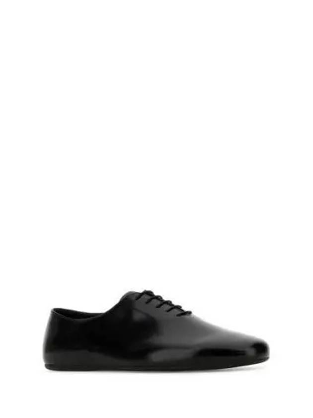 Brushed Leather Lace Up Derby Black - PRADA - BALAAN 3