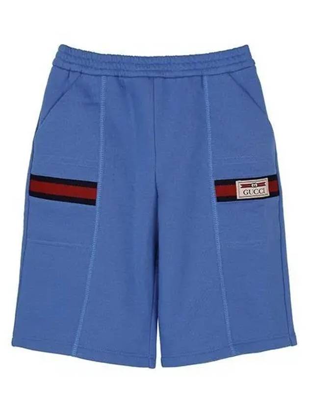 Kids Logo Label Shorts Blue - GUCCI - BALAAN 2