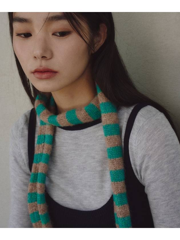 Striped tie knit muffler Green - THE GREEN LAB - BALAAN 4