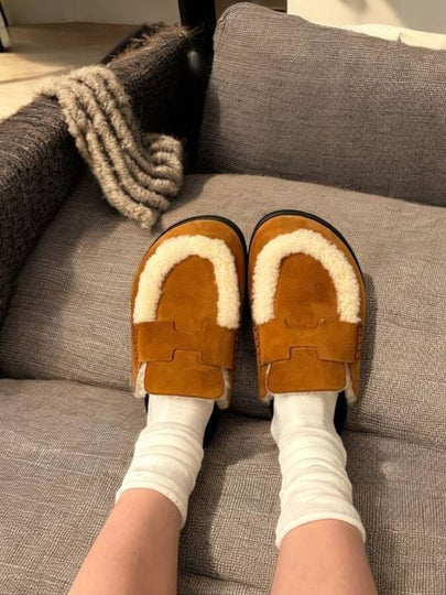 Fleece Suede Shearling Mule Uggs - HERMES - BALAAN 2