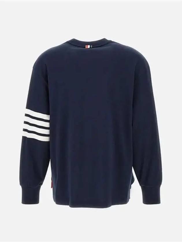 Engineered 4 Bar Medium Weight Jersey Oversized Long Sleeved T-Shirt Navy - THOM BROWNE - BALAAN 4