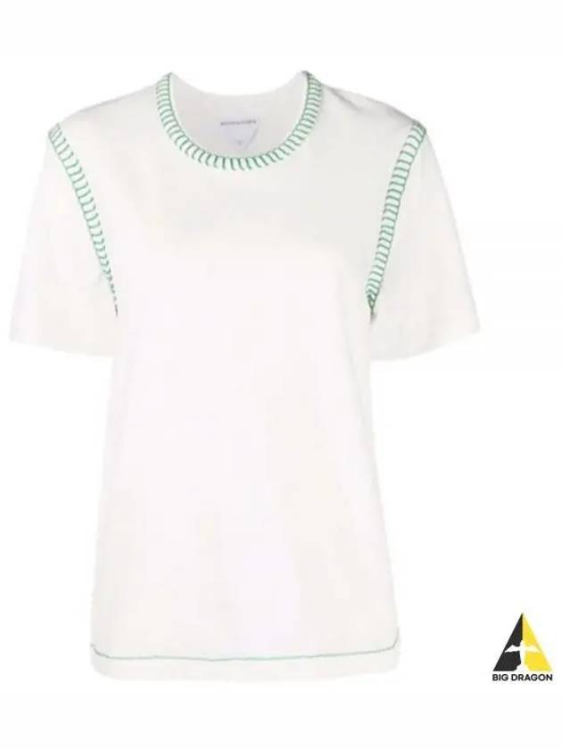 Overlock Stitch Jersey Short Sleeve T-Shirt White - BOTTEGA VENETA - BALAAN 2