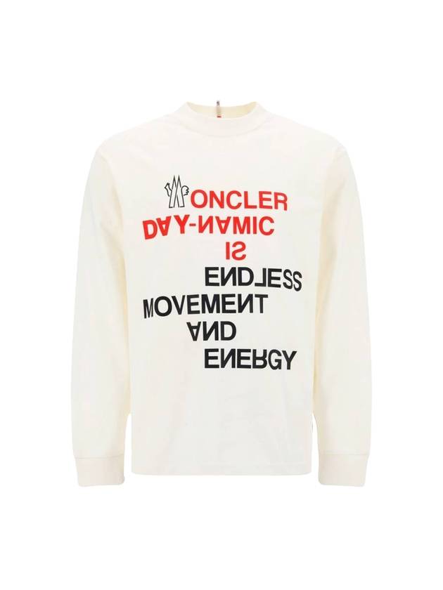 Men's Lettering Long Sleeve T-Shirt White - MONCLER - BALAAN 1