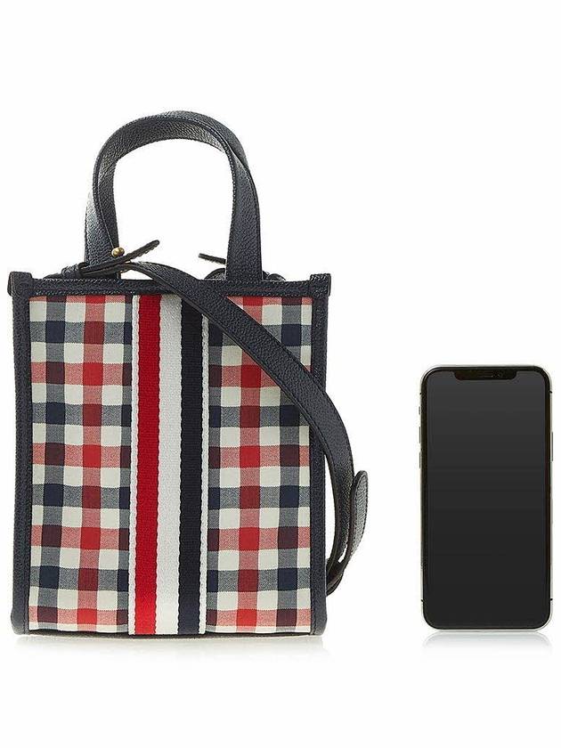 Webbing Striped Gingham Wool Seersucker Mini Tote Bag - THOM BROWNE - BALAAN 7