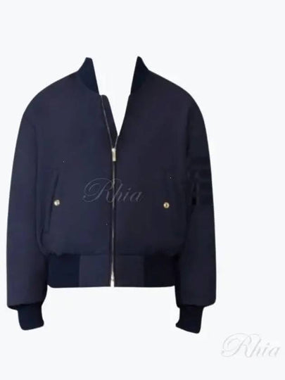 4 Bar Oversized Down Bomber Jacket Navy - THOM BROWNE - BALAAN 2