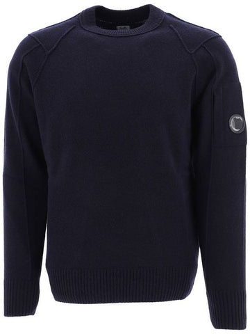 Lens Wappen Crew Neck Knit Top Navy - CP COMPANY - BALAAN 1