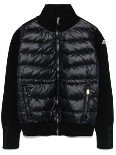 Padded Wool Zip-Up Cardigan Black - MONCLER - BALAAN 1