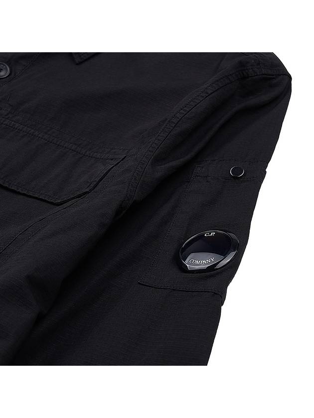 Lens Wappen Ripstop Shirt Zip Up Jacket Black - CP COMPANY - BALAAN 8