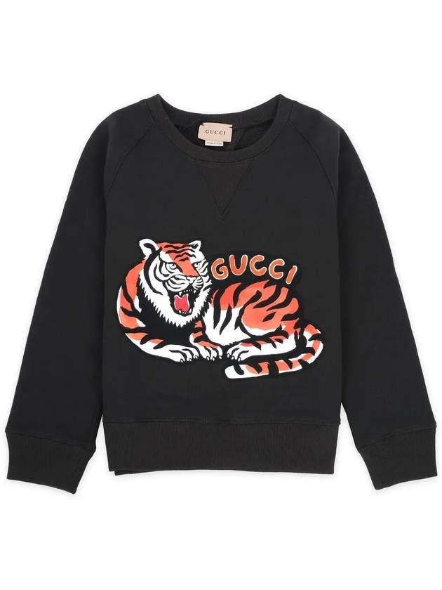 Kids Cotton Tiger Printed Sweatshirt Black - GUCCI - BALAAN 4