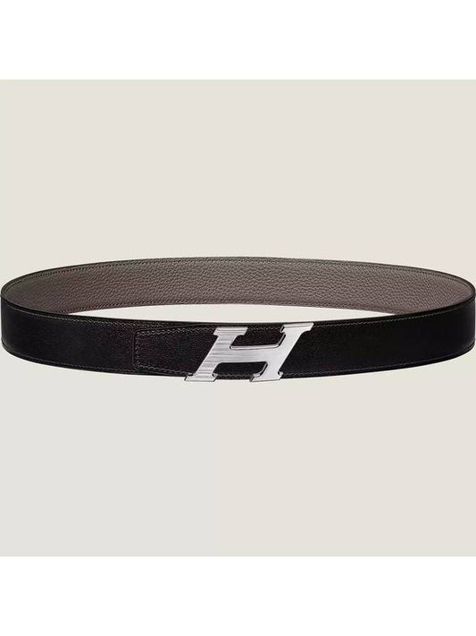 H Speed Belt Buckle Reversible Strap 32mm Leather Belt Gris Moyen Noir Etain - HERMES - BALAAN 1