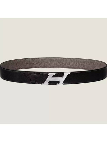 H Speed Belt Buckle Reversible Strap 32mm Leather Belt Gris Moyen Noir Etain - HERMES - BALAAN 2