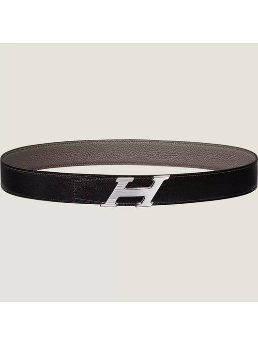H Speed Belt Buckle Reversible Strap 32mm Leather Belt Gris Moyen Noir Etain - HERMES - BALAAN 2