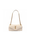 Calypso Small Plunged Lambskin Shoulder Bag Cream - SAINT LAURENT - BALAAN 1