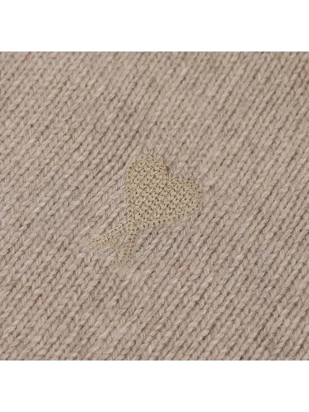 Chain Stitch Heart Logo Cashmere Knit Top Beige - AMI - BALAAN 5