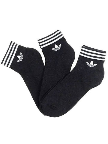 Trefoil Ankle Socks 3 Pack Black - ADIDAS - BALAAN 1