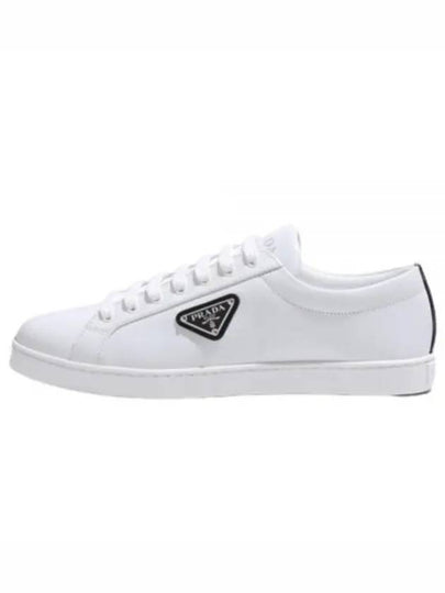 Brushed Leather Sneakers White Black - PRADA - BALAAN 2