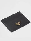 Saffiano Leather Triangle Logo Card Wallet Black Gold - PRADA - BALAAN 4