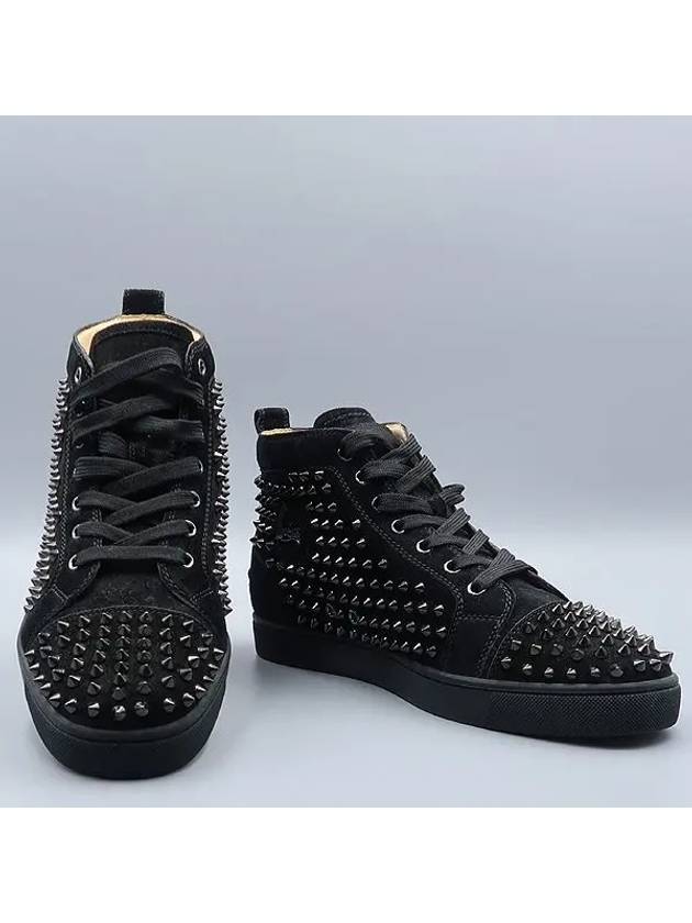 LOUIS FLAT VEAU VELOURS Black Suede Spike Men s High Top Sneakers Size 42 - CHRISTIAN LOUBOUTIN - BALAAN 2