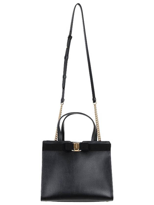 Vara Bow Top Handle Tote Bag Black - SALVATORE FERRAGAMO - BALAAN 4