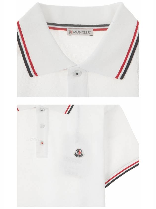 Stripe Trimming Logo Short Sleeve Polo Shirt White - MONCLER - BALAAN 7