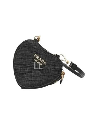 Heart Saffiano Mini Pouch Bag Black - PRADA - BALAAN 2