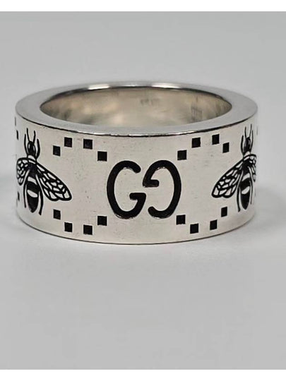 Bee GG engraving wide silver ring No 9 - GUCCI - BALAAN 2