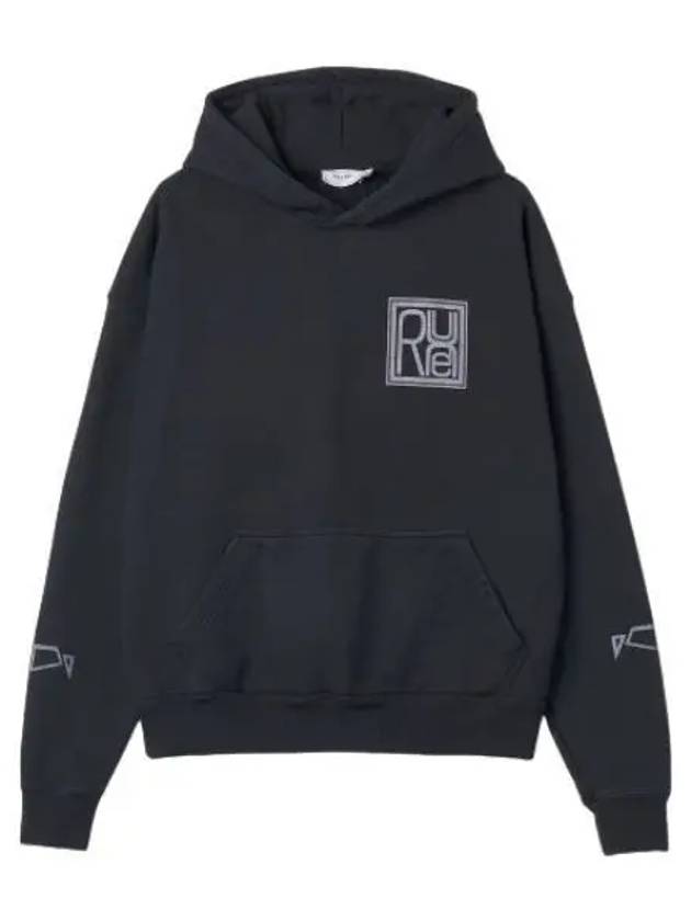 Square logo hood vintage black hoodie t shirt - RHUDE - BALAAN 1