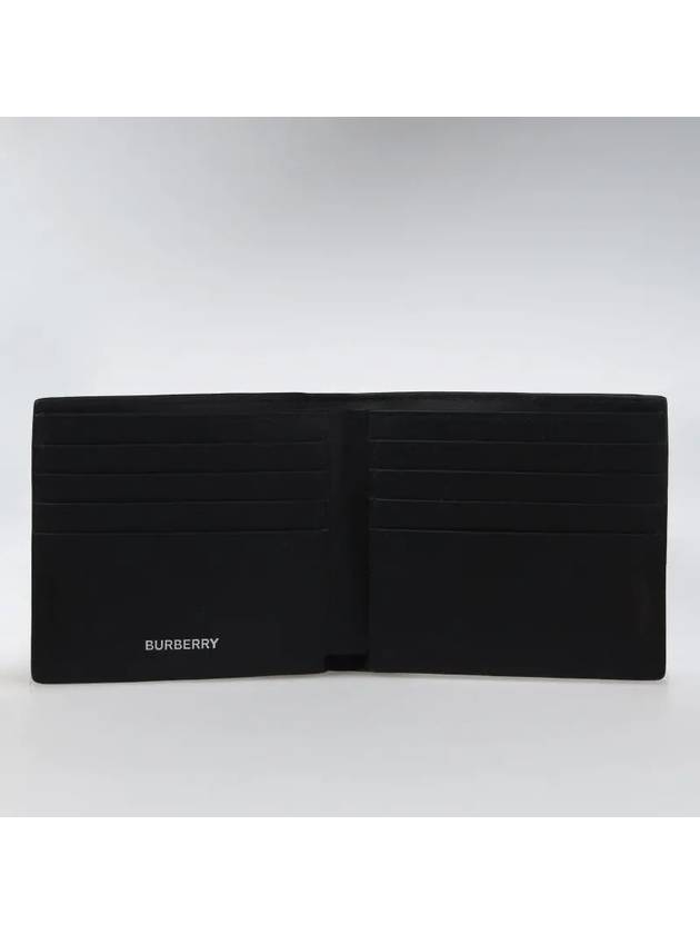 Check Half Leather Half Wallet Navy - BURBERRY - BALAAN 3