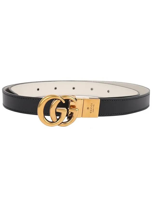 GG Marmont Reversible Thin Belt Black White - GUCCI - BALAAN 7