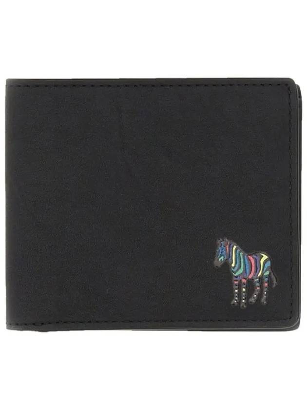 Zebra Logo Leather Half Wallet Black - PAUL SMITH - BALAAN 3