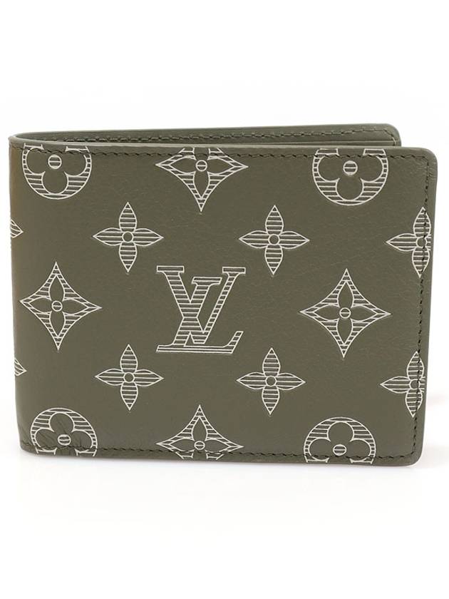 M12500 Olive Green Monogram Shadow Embossed Calfskin Multiple Wallet Bicycle - LOUIS VUITTON - BALAAN 1